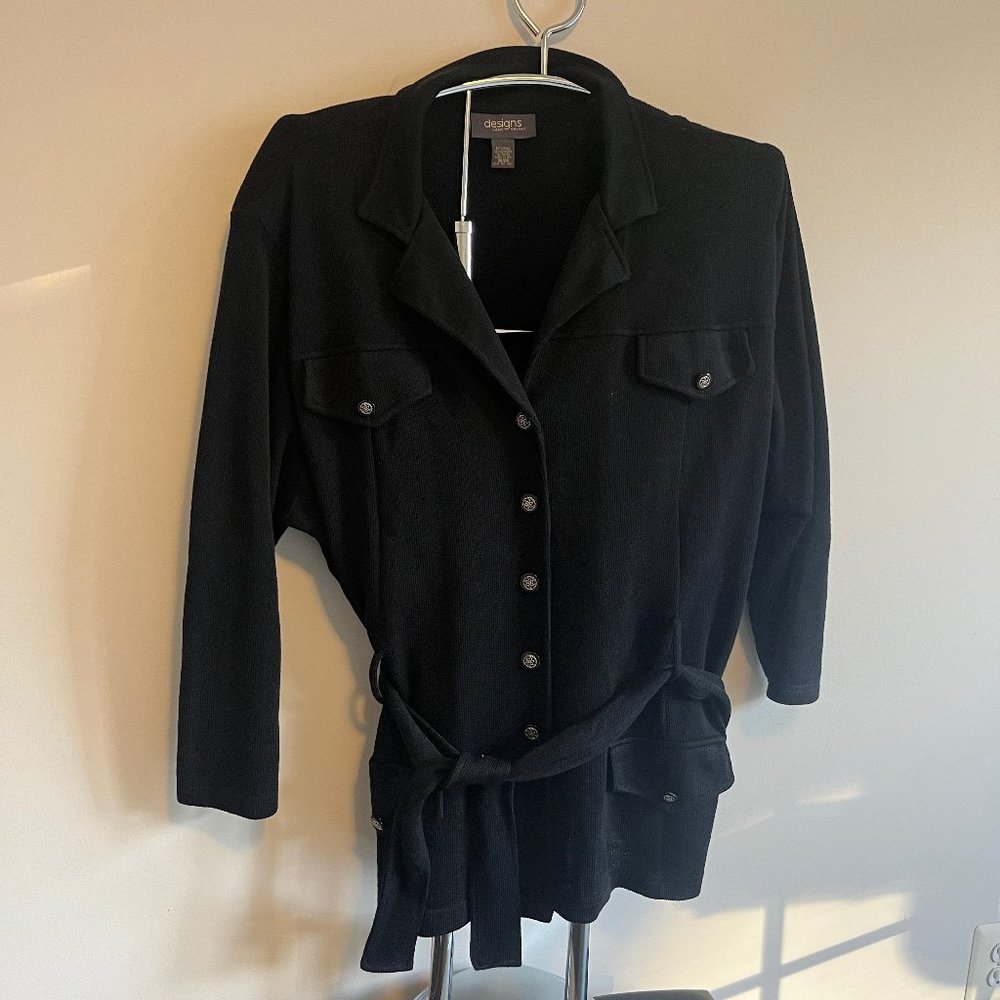 Women's Black Knit Sweater Jacket - Plus Size 26/28